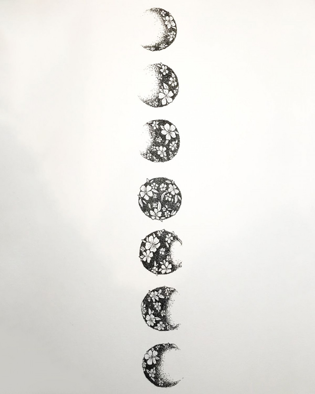 moonphases #floralart  Moon tattoo designs, Drawing stars, Moon