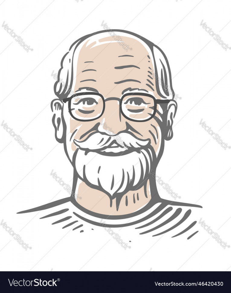 Old man in sketch portrait grandfather Royalty Free Vector