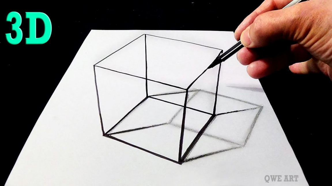 Optical illusion drawings : D Transparent Box drawing  D Box Drawing   D Cube illusion drawings