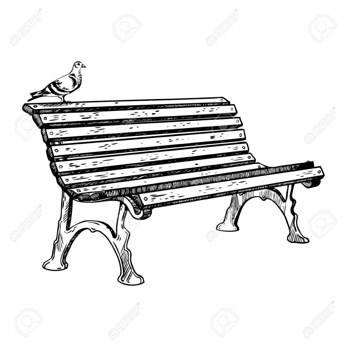 Park bench engraving vector illustration , #affiliate, #bench