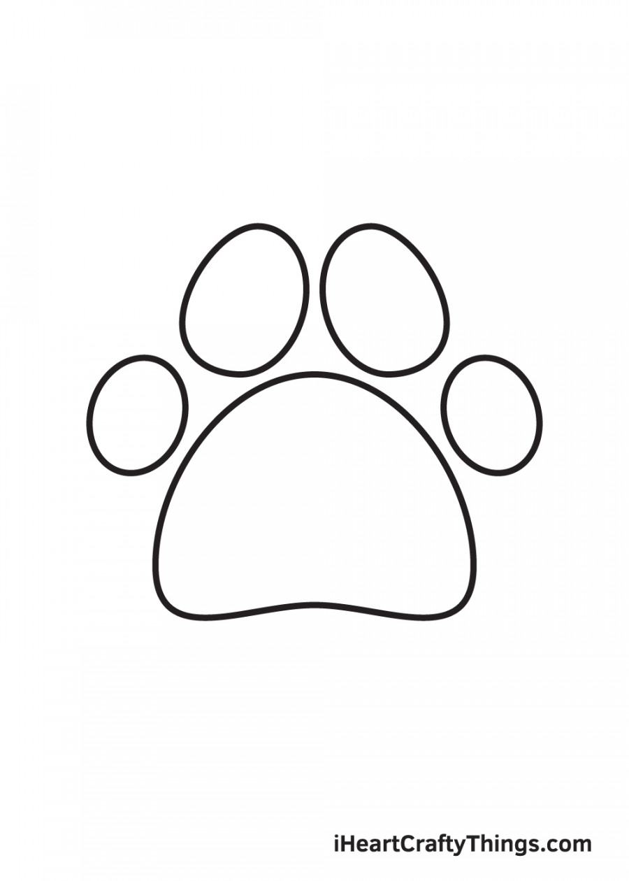 Paw Print Drawing - How To Draw A Paw Print Step By Step