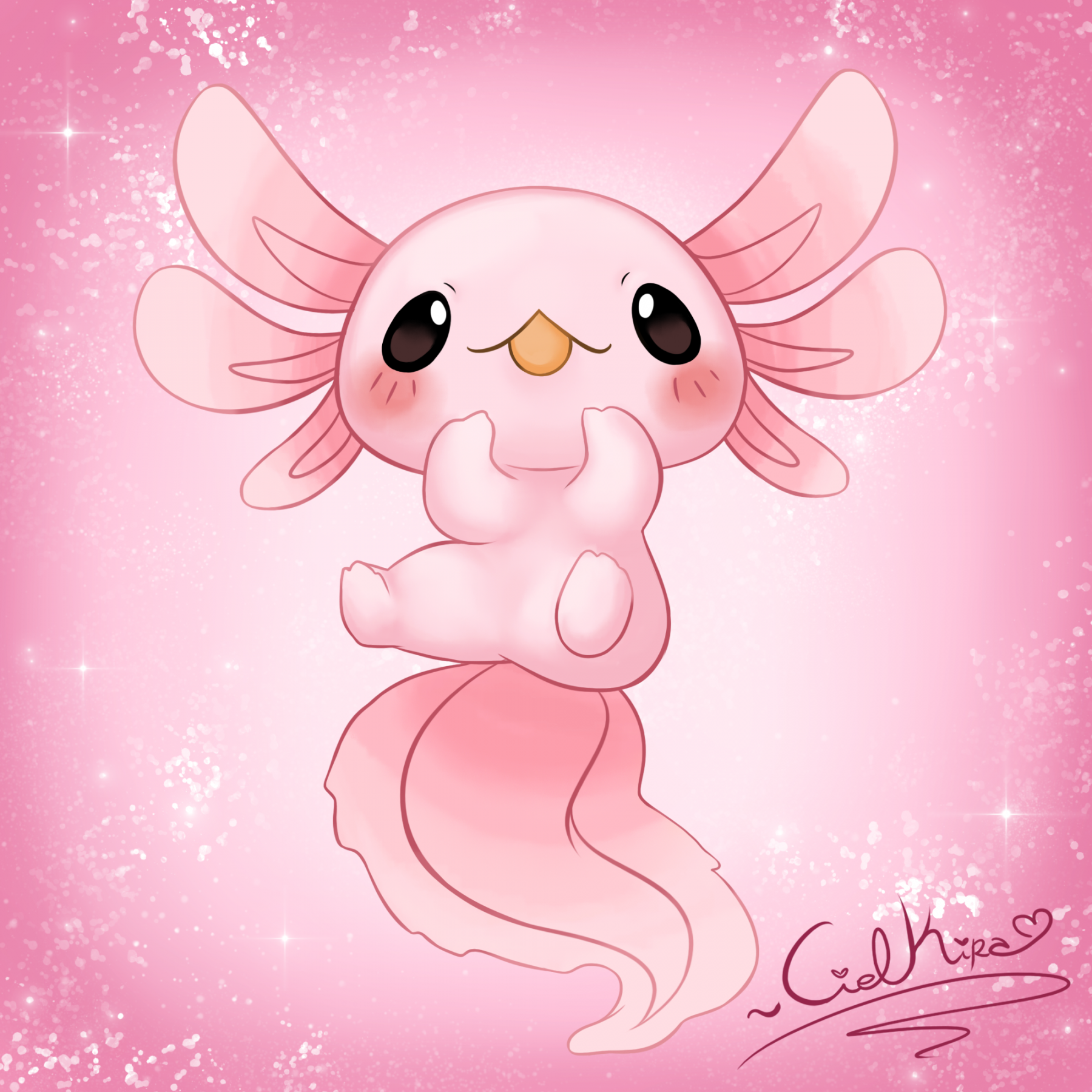 Pink Axolotl by CielKiraNeko on DeviantArt