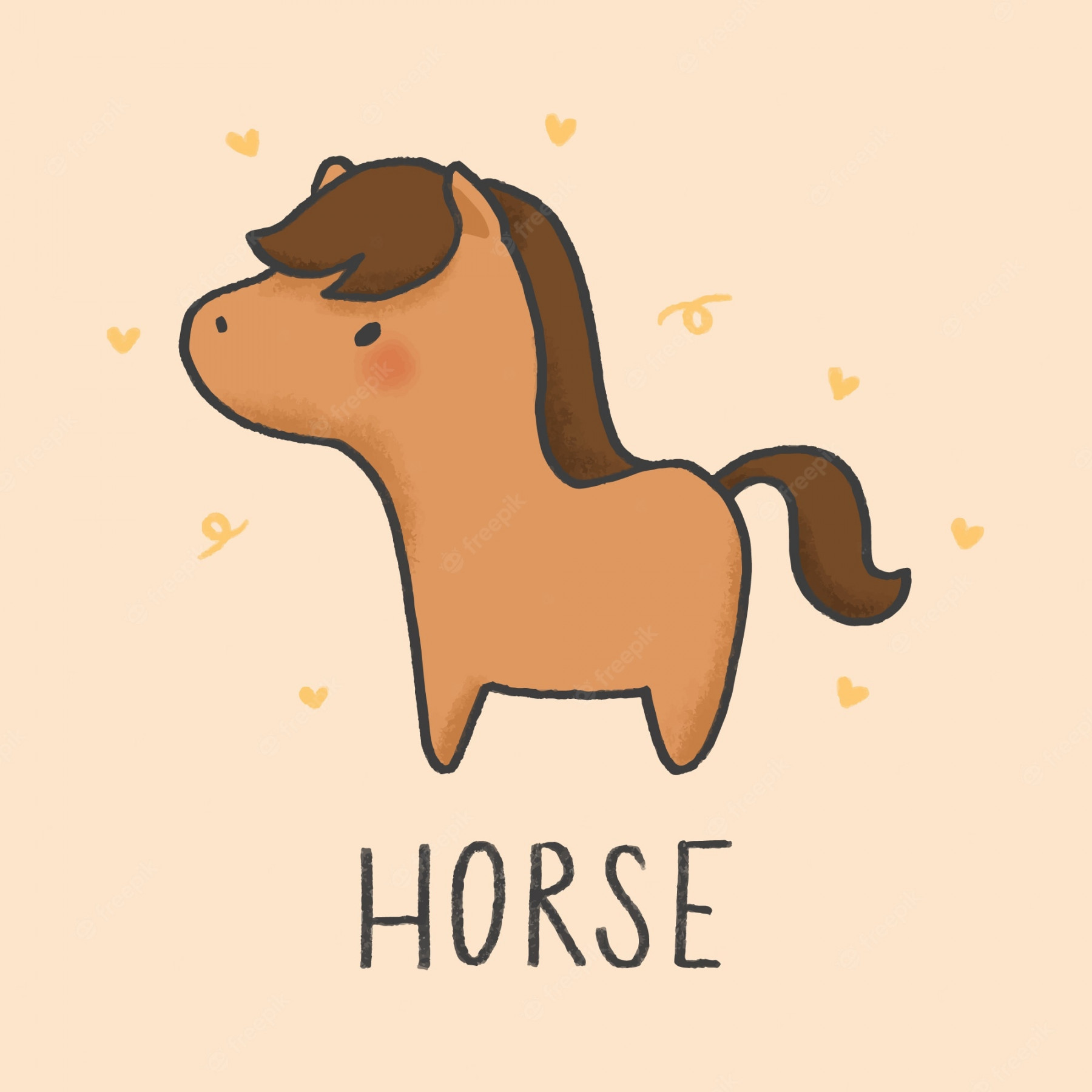 Premium Vector  Cute horse cartoon hand drawn style