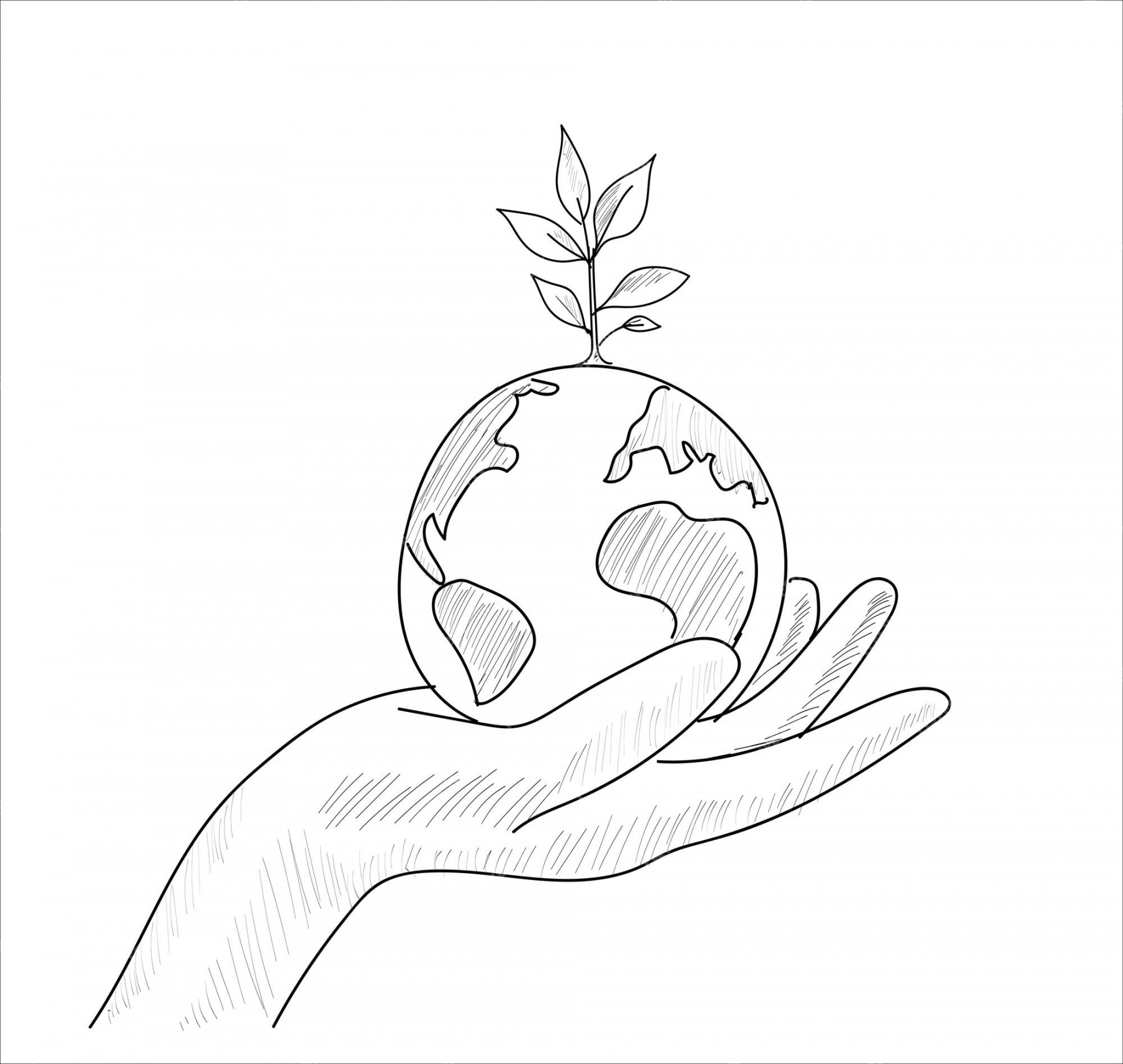 Premium Vector  World in hand. earth, sapling, seedling