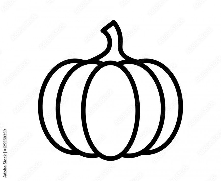 Pumpkin - squash for Halloween or Thanksgiving line art icon for