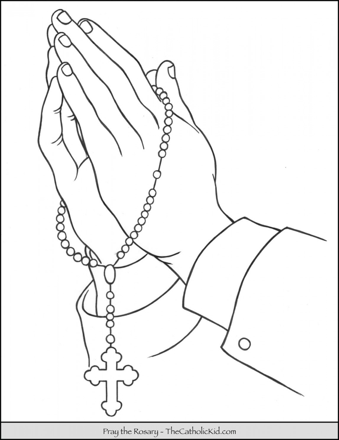 Rosary Hands Praying Coloring Page - TheCatholicKid