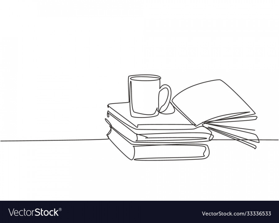 Single continuous line drawing stack books Vector Image