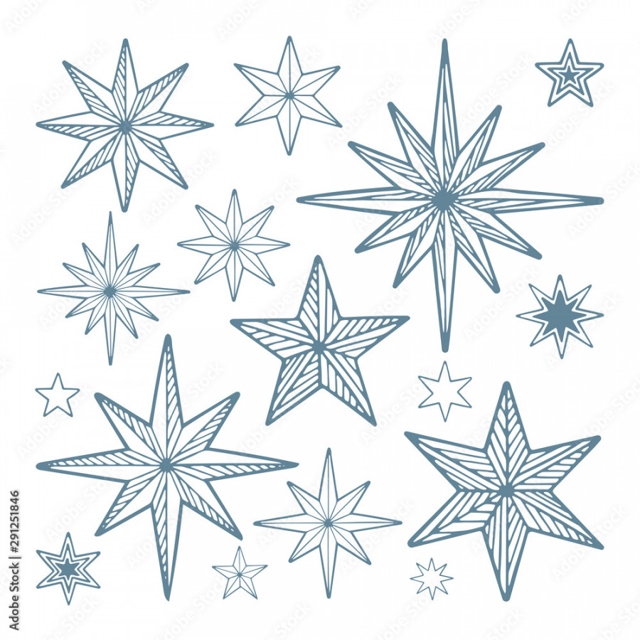 Stars. Hand drawn different stars vector illustrations