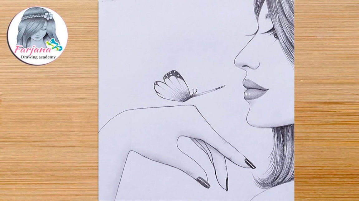 Step by Step Pencil Sketch Tutorial for beginners  How to draw a girl with  butterfly -nasıl çizilir