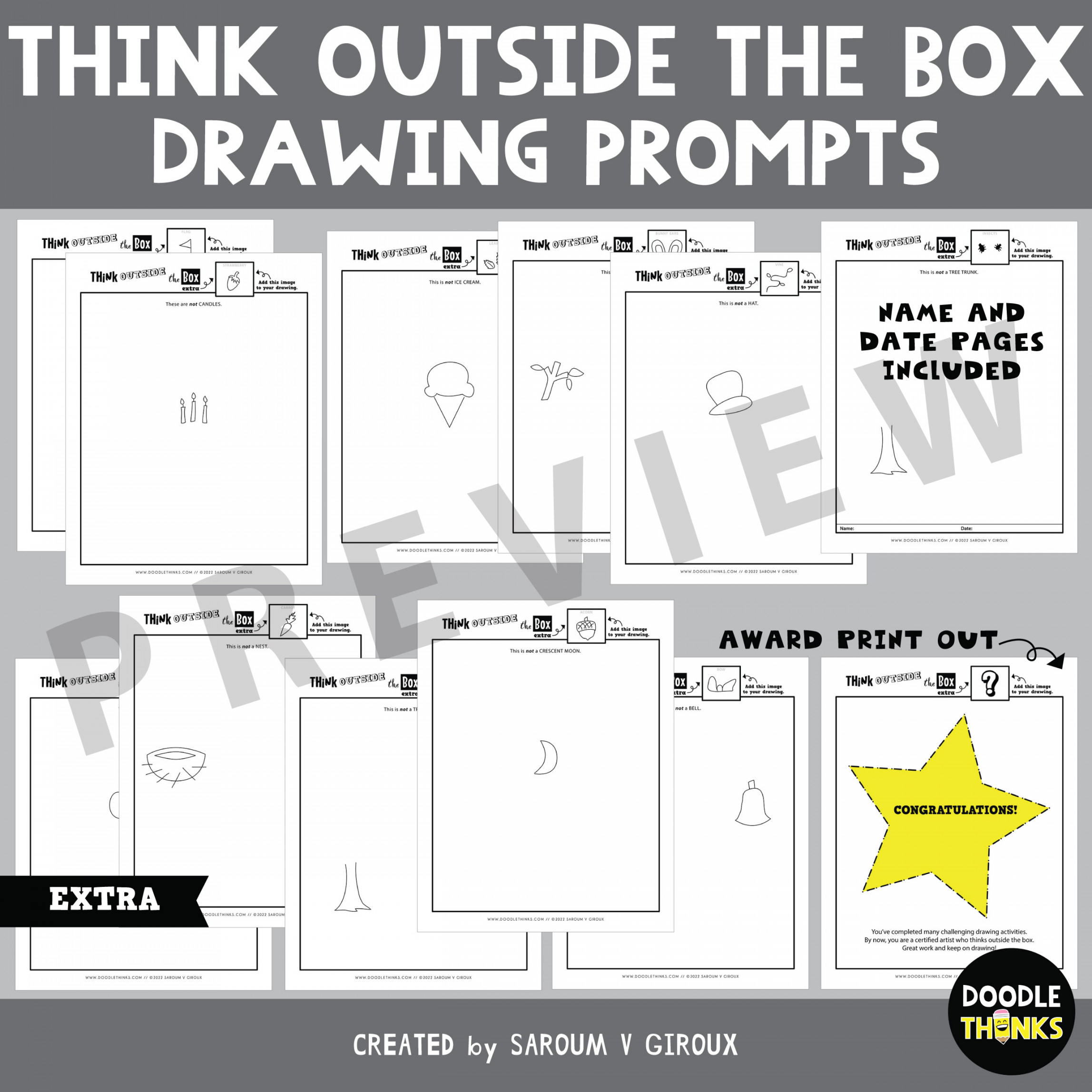 Think OUTSIDE the Box EXTRA Drawing Prompts  Alternative and Challenging  Version