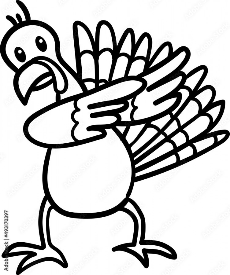 Turkey bird cartoon drawing for coloring book Stock Vector  Adobe