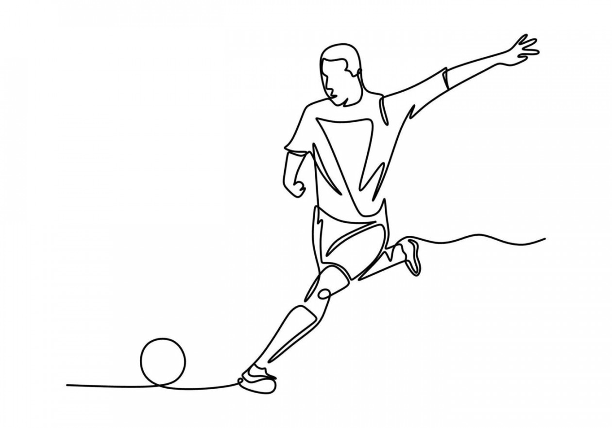 Vector of football player continuous one line drawing