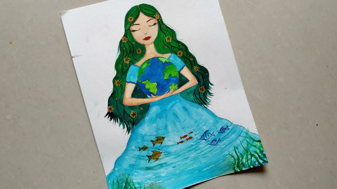 World Environment Day Drawing/ Easy Nature Drawing/ How to draw Mother  Earth Drawing/ Simple drawing