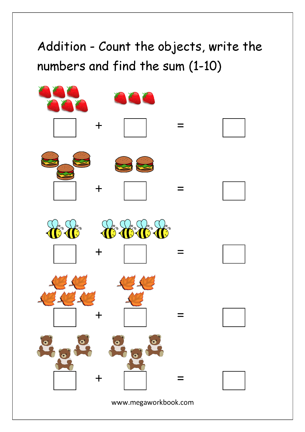 25 Addition Worksheets Kindergarten Up To 20 Free