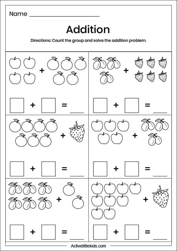 25 Addition Worksheets Kindergarten Up To 20 Free