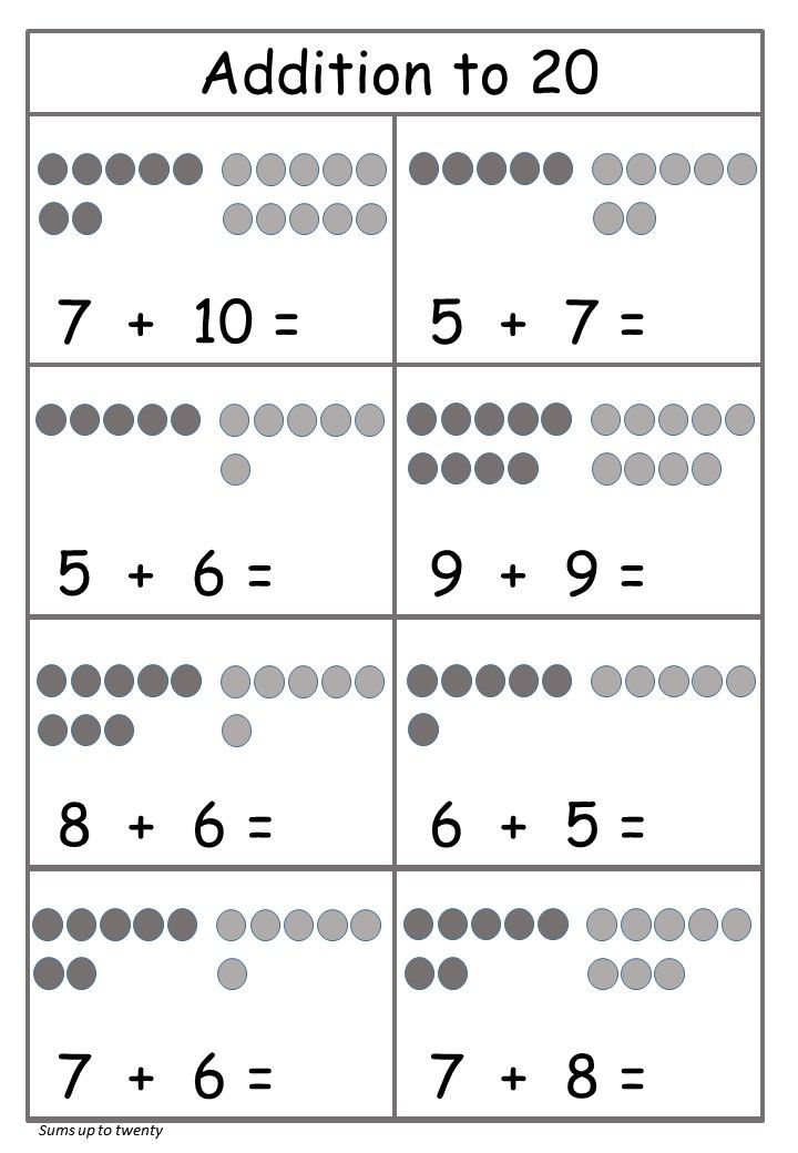 25 Addition Worksheets Kindergarten Up To 20 Pdf