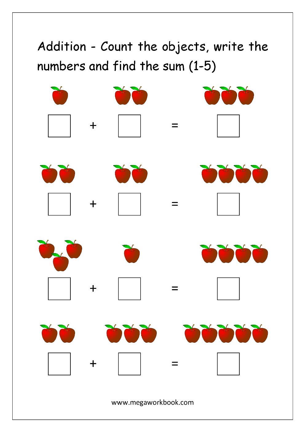 25 Addition Worksheets Kindergarten Up To 20 Pdf