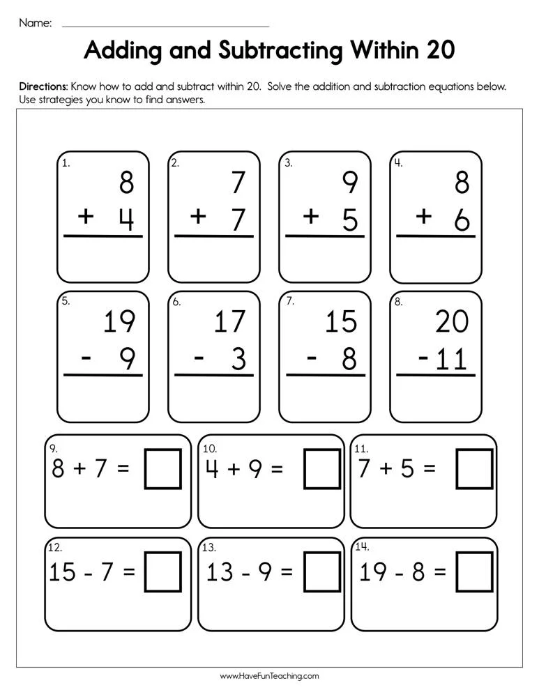 25 Addition Worksheets Kindergarten Up To 20 Pdf