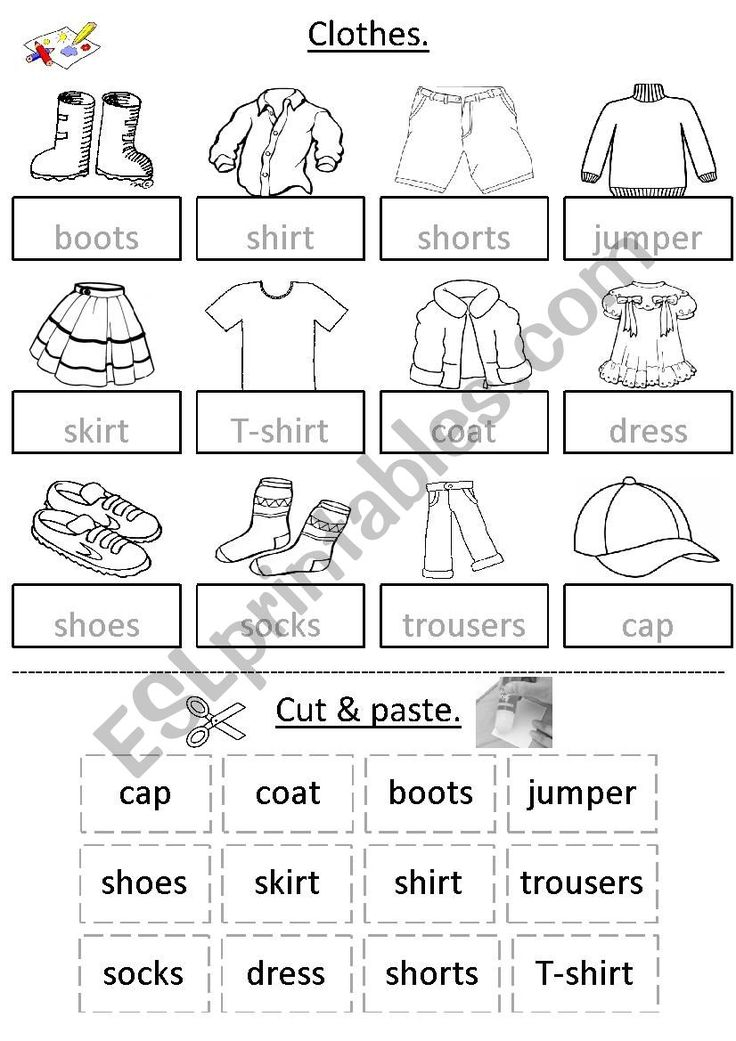 25 Cut And Paste Worksheets Clothes Free