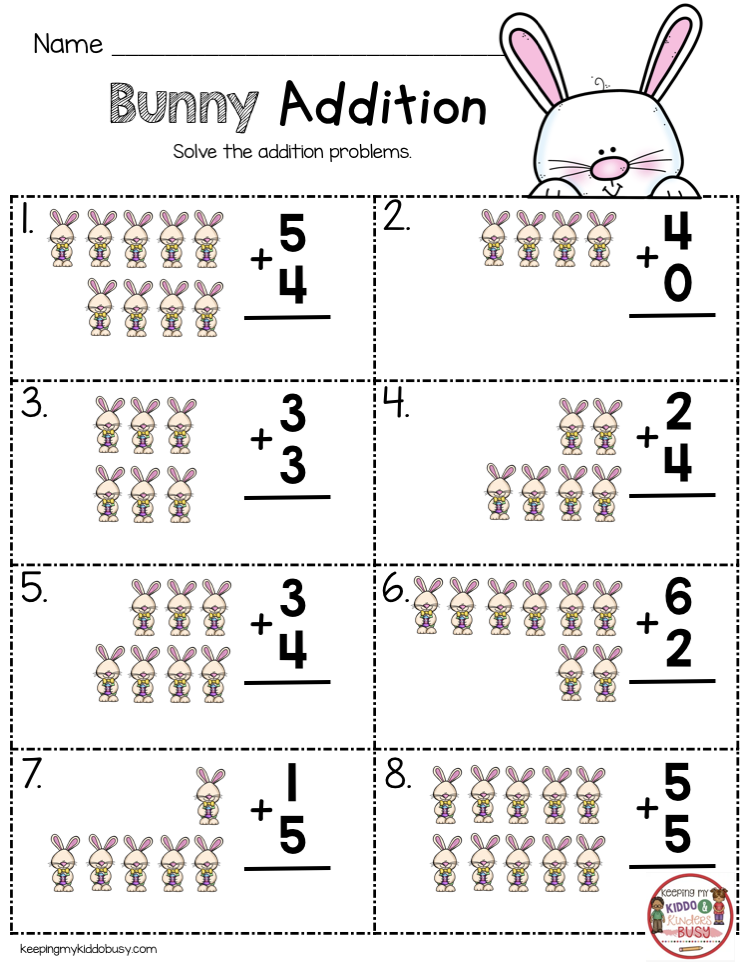 25 Easter Addition Worksheets Kindergarten Free