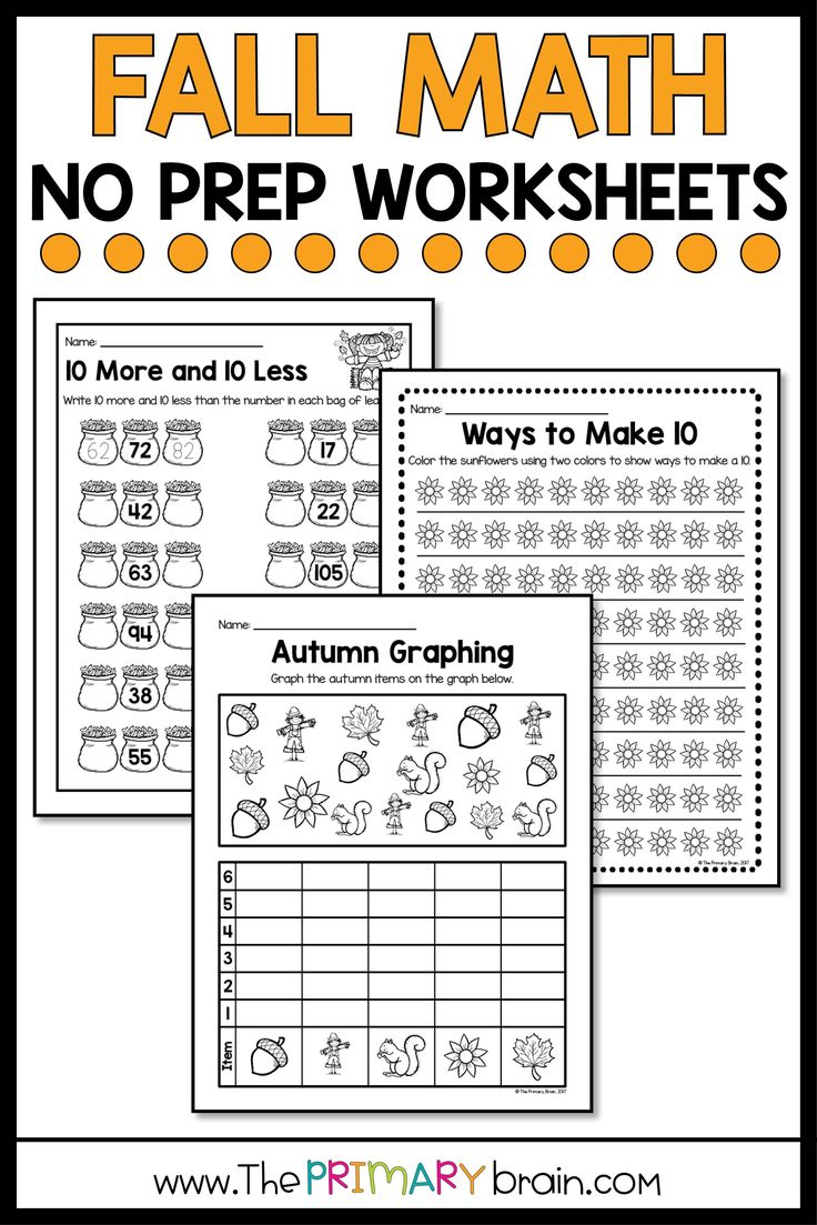 25 Fall Math Worksheets Kindergarten Free