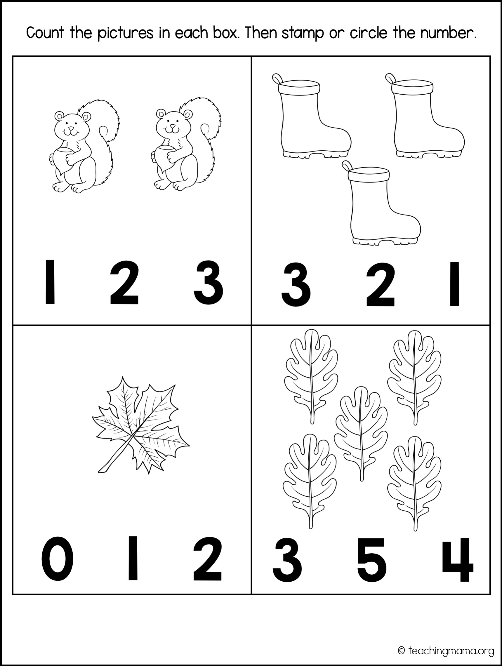 25 Fall Math Worksheets Kindergarten Free