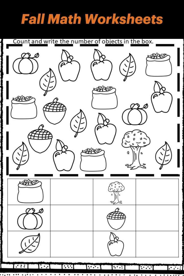 25 Fall Math Worksheets Kindergarten Pdf