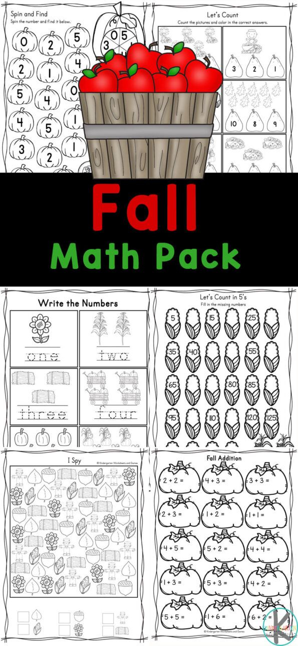 25 Fall Math Worksheets Kindergarten Pdf