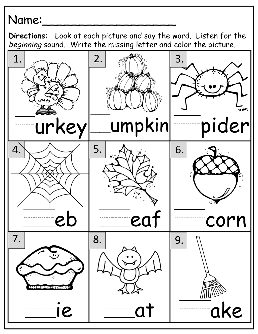 25 Fall Math Worksheets Kindergarten Pdf