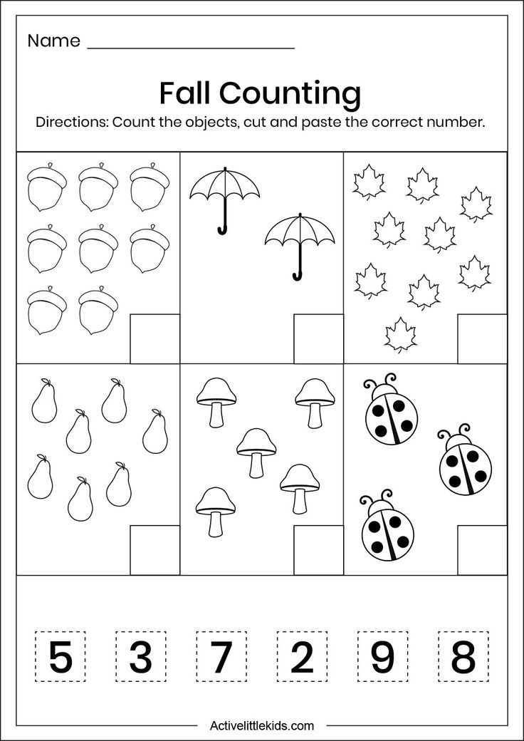 25 Fall Math Worksheets Kindergarten Pdf