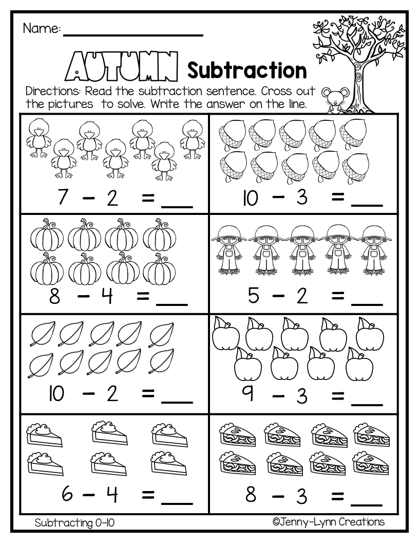 25 Fall Math Worksheets Kindergarten Pdf