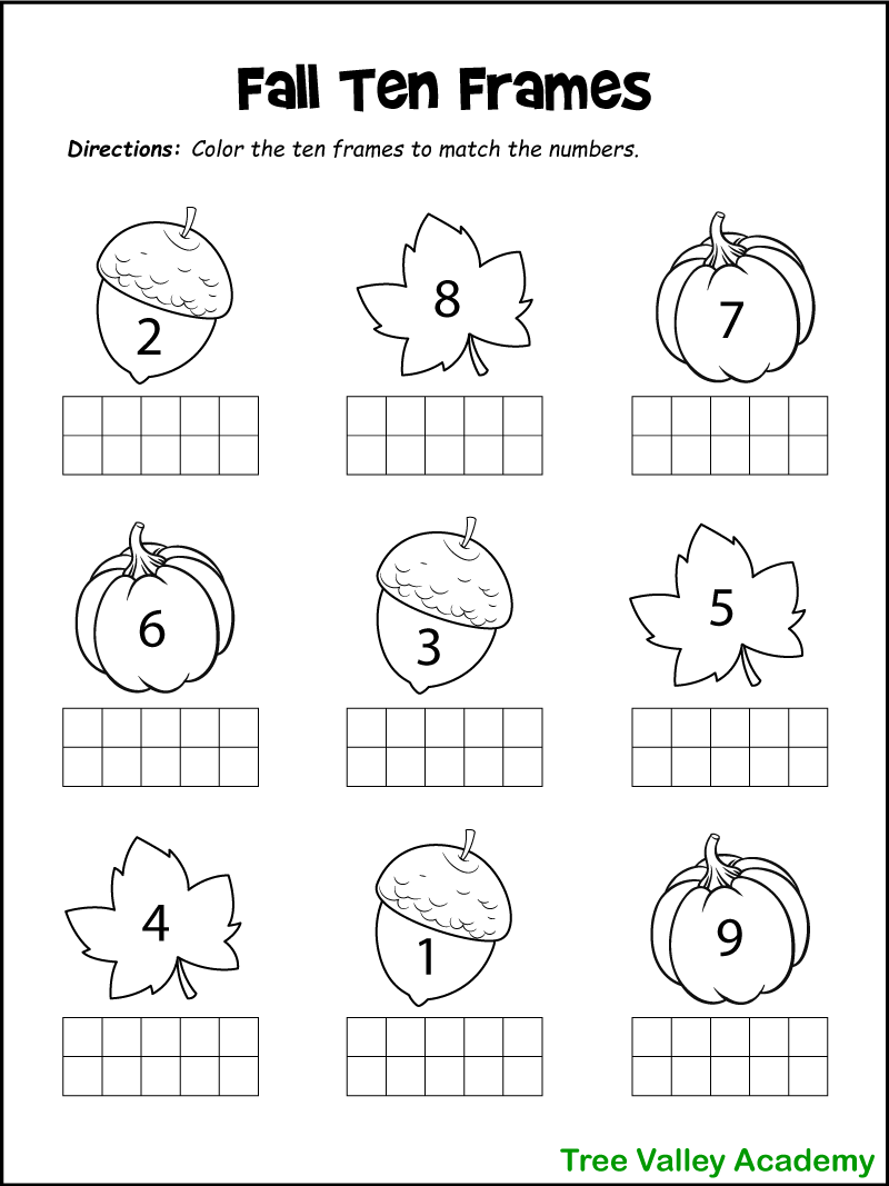 25 Fall Math Worksheets Kindergarten Pdf