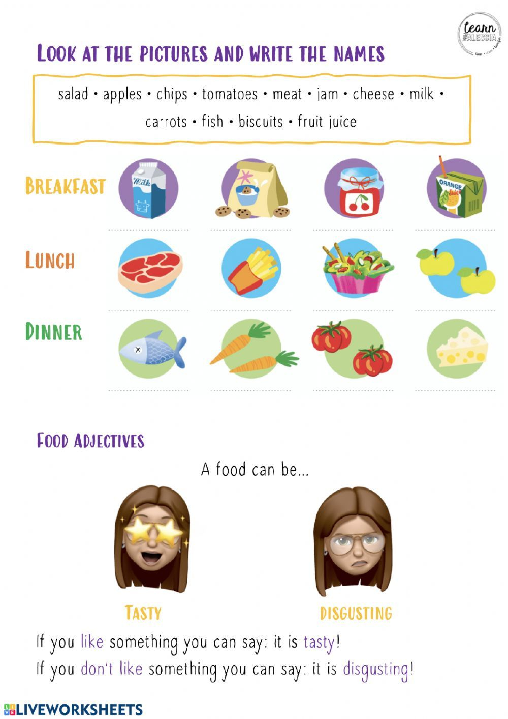 25 Food Vocabulary Worksheets For Kindergarten Pdf