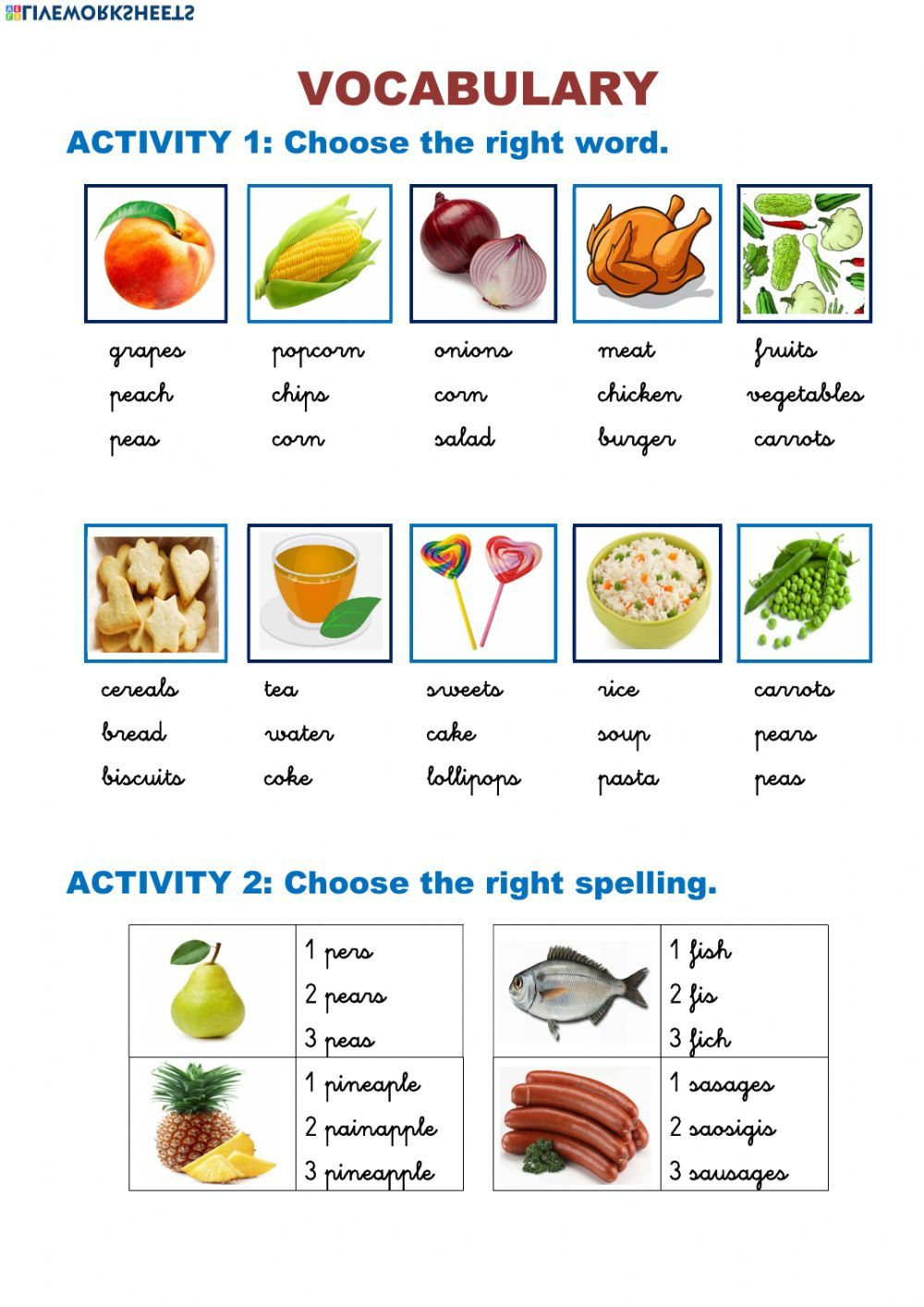 25 Food Vocabulary Worksheets For Kindergarten Pdf