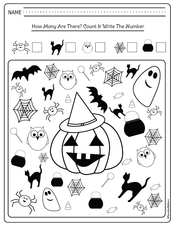 25 Kindergarten Math Worksheets Halloween Free