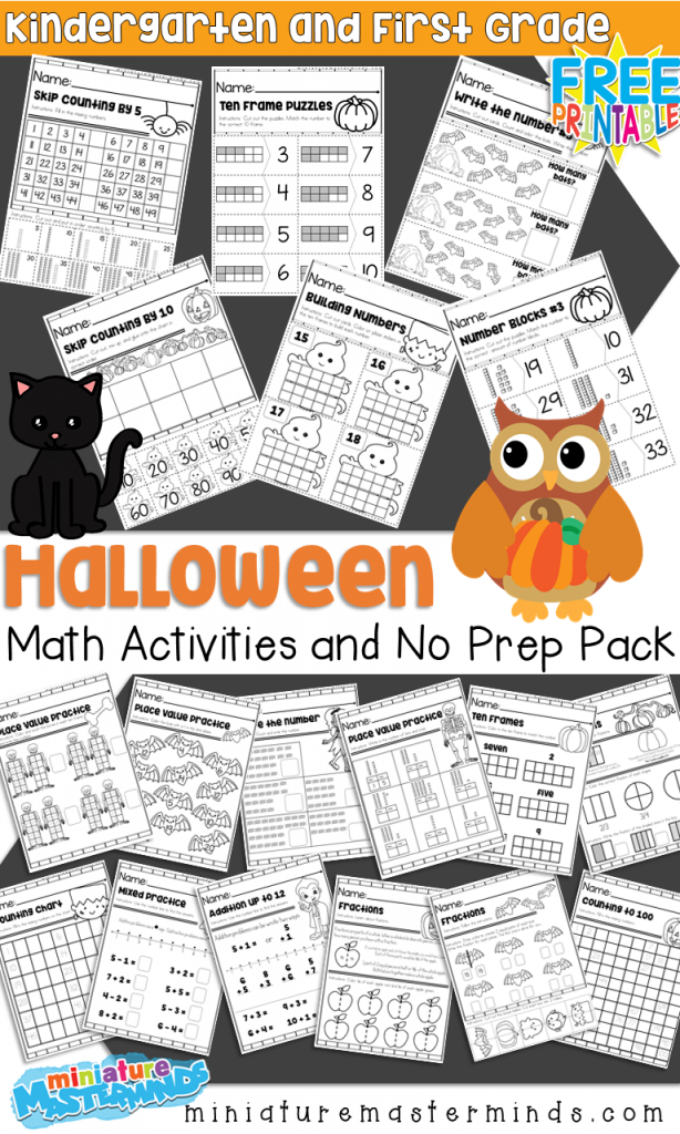 25 Kindergarten Math Worksheets Halloween Free