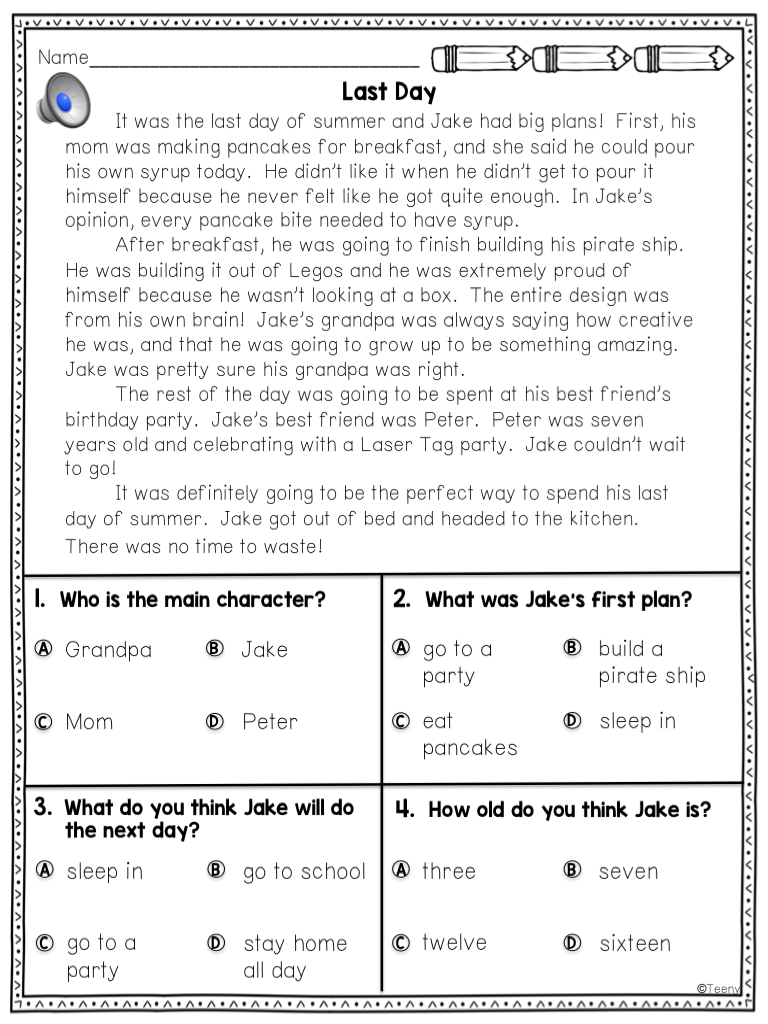 25 Listening Comprehension Worksheets Kindergarten Free