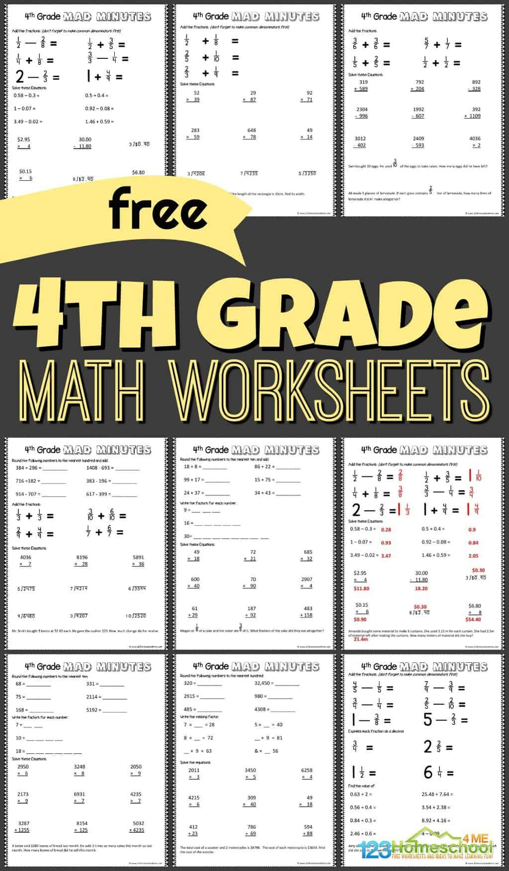 25 Math Worksheets For 4Th Grade Science Free