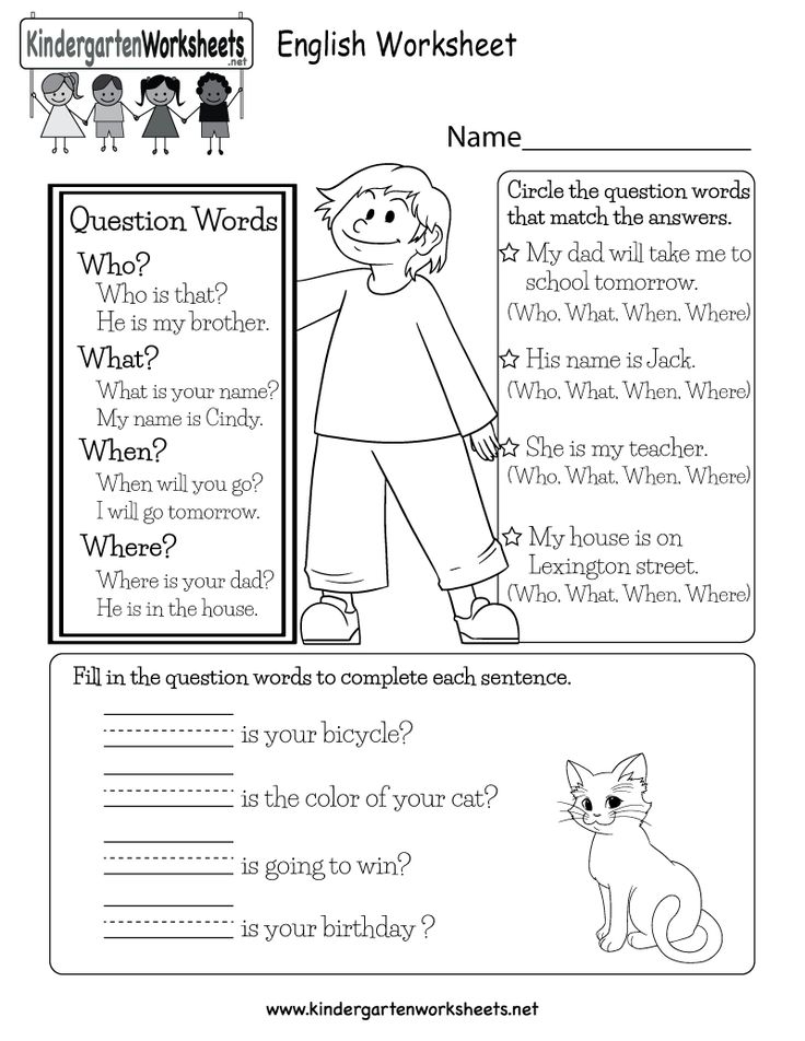 25 Question Words Worksheets For Kindergarten Free