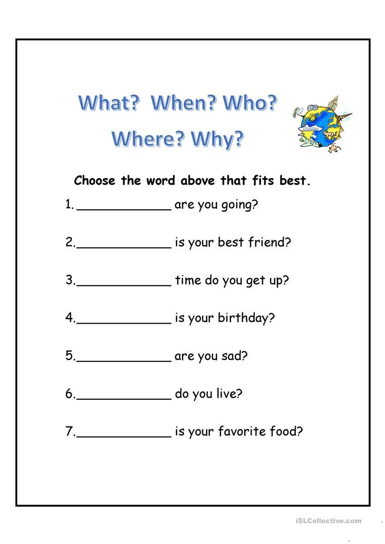 25 Question Words Worksheets For Kindergarten Free