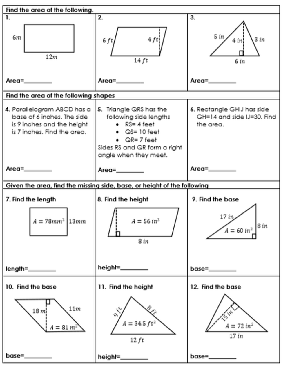 21 Area Perimeter Worksheets Grade 4