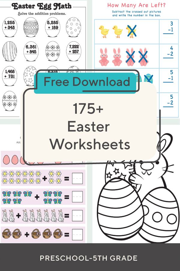 21 Easter Addition Worksheets Kindergarten