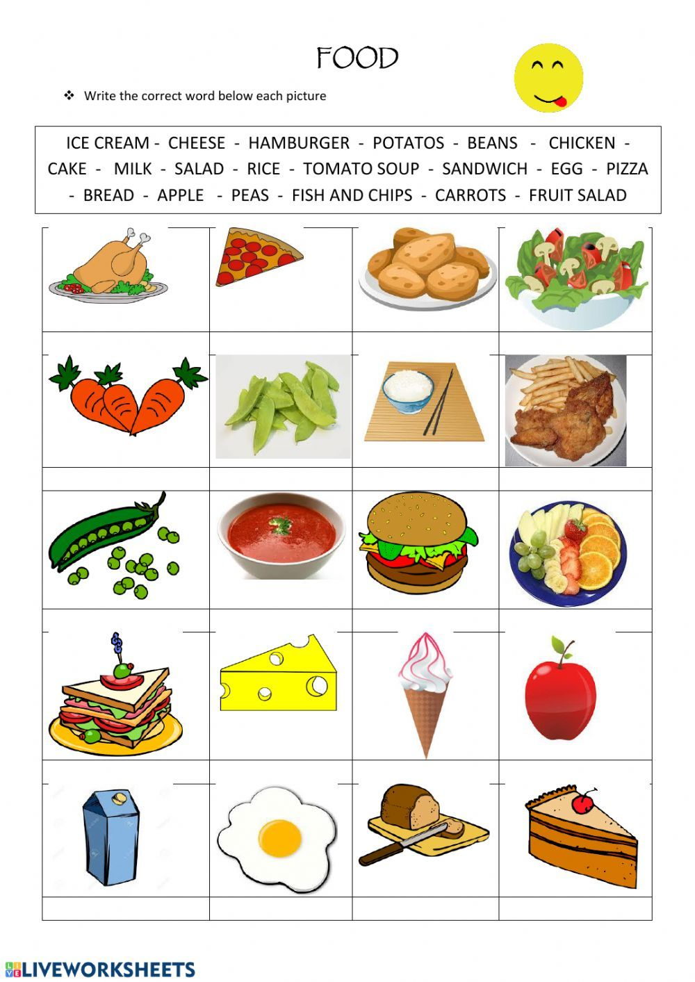 21 Food Vocabulary Worksheets For Kindergarten