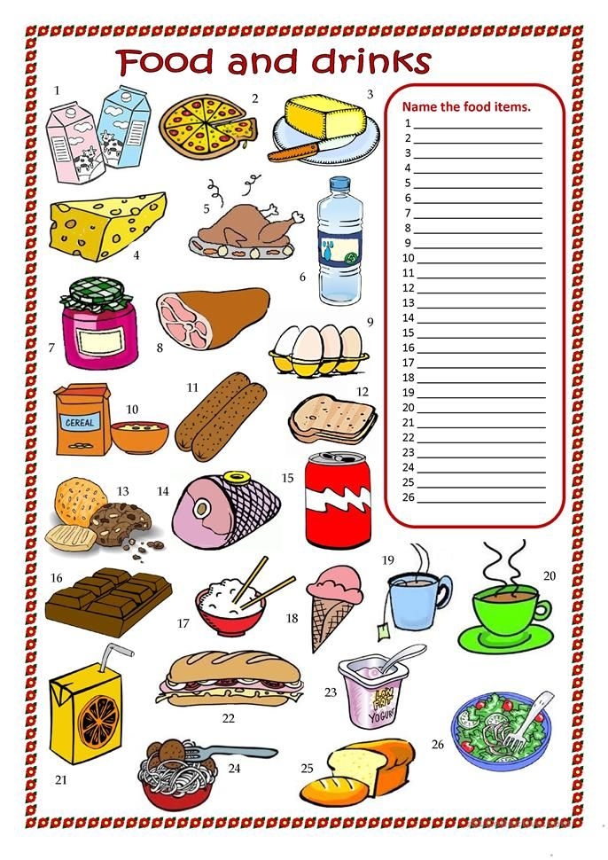 21 Food Vocabulary Worksheets For Kindergarten