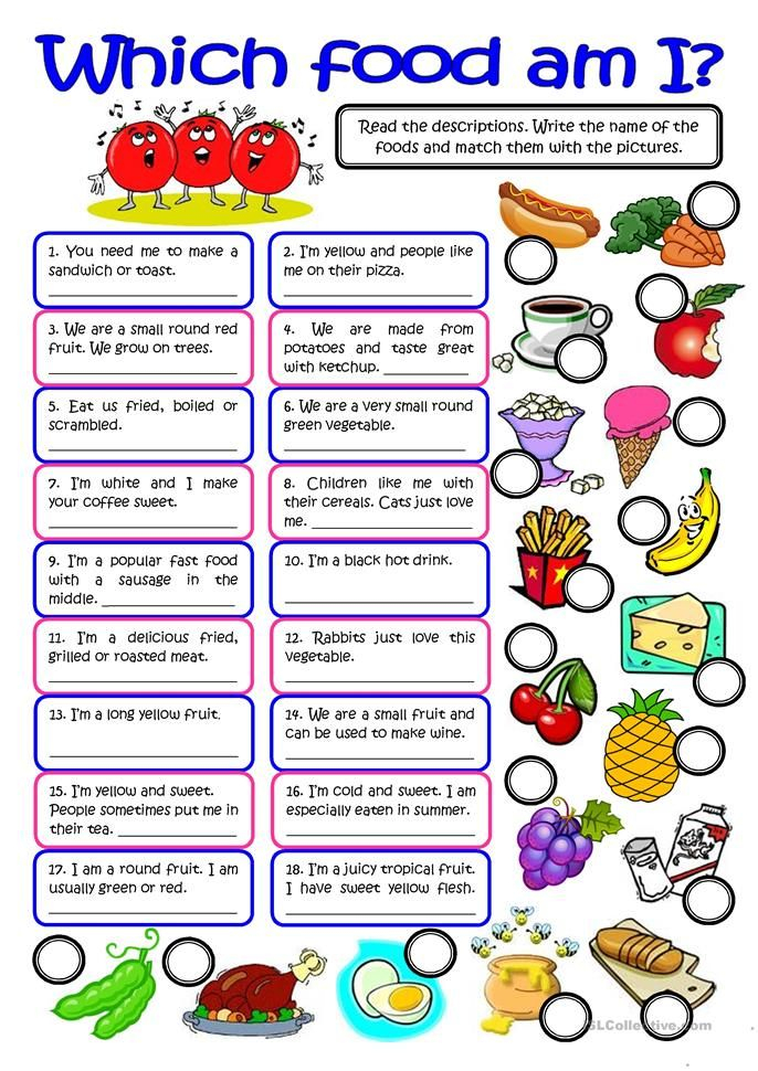 21 Food Vocabulary Worksheets For Kindergarten