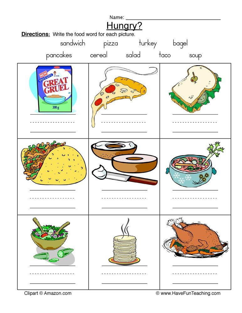 21 Food Vocabulary Worksheets For Kindergarten