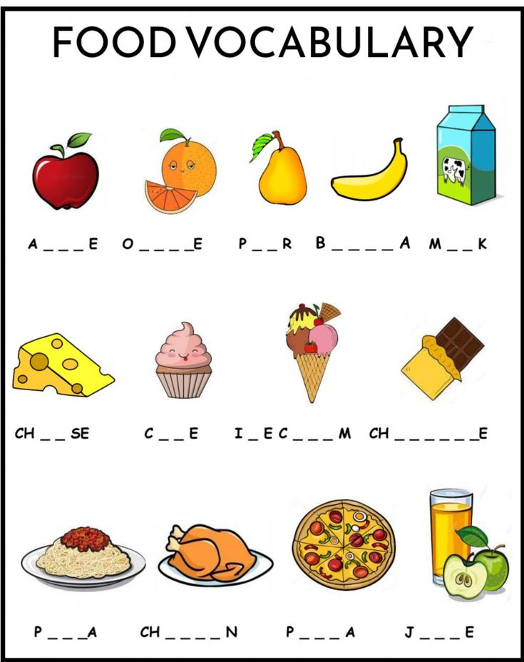 21 Food Vocabulary Worksheets For Kindergarten