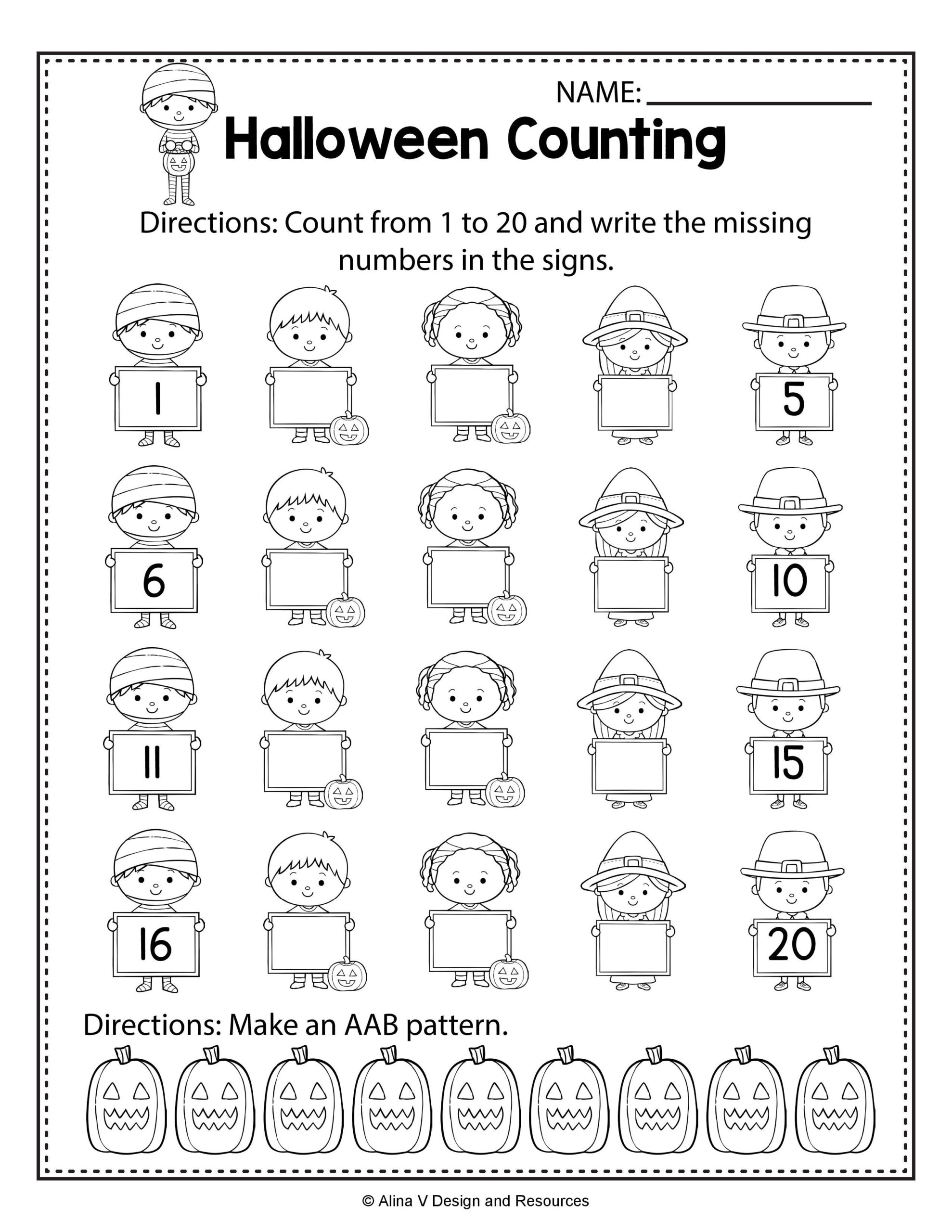 21 Kindergarten Math Worksheets Halloween