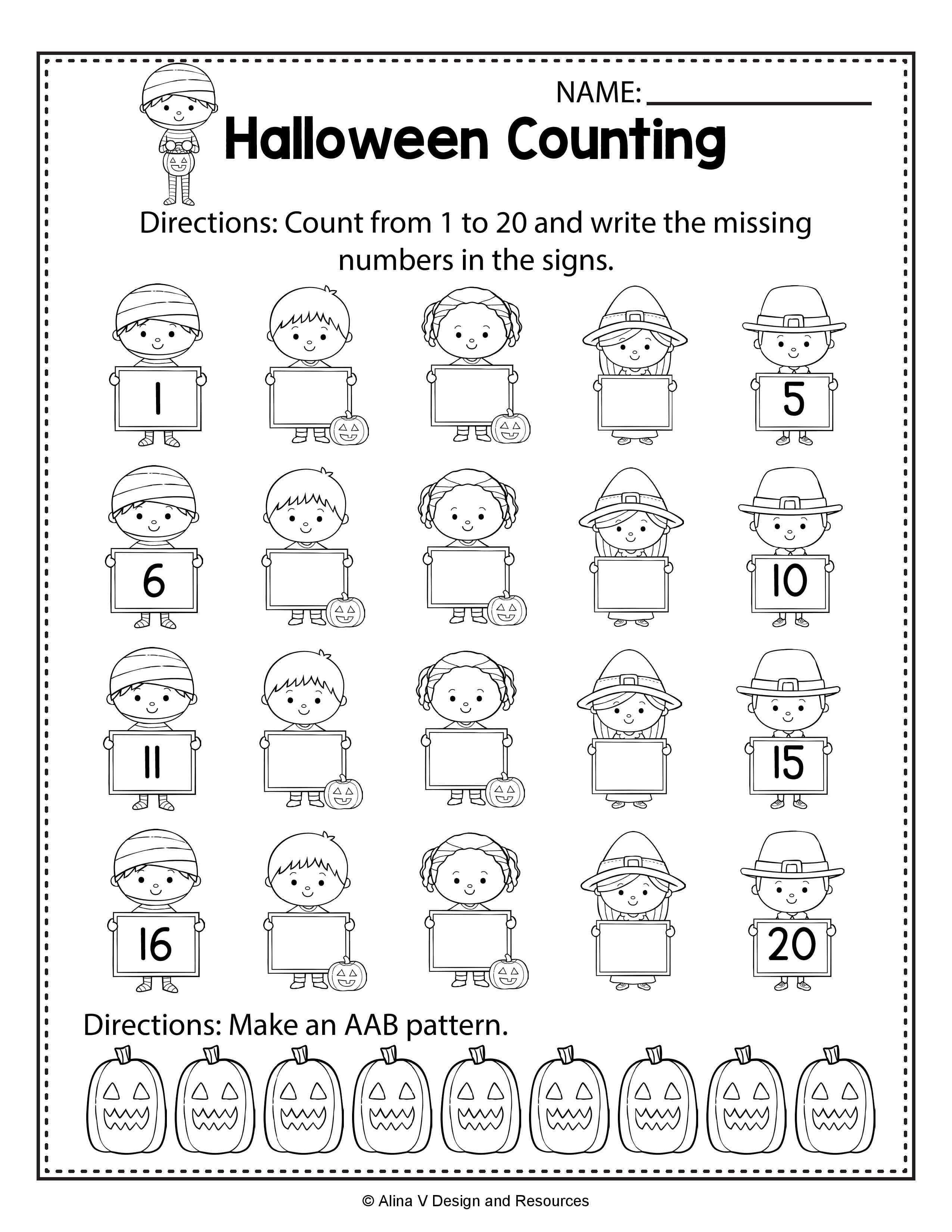 21 Kindergarten Math Worksheets Halloween