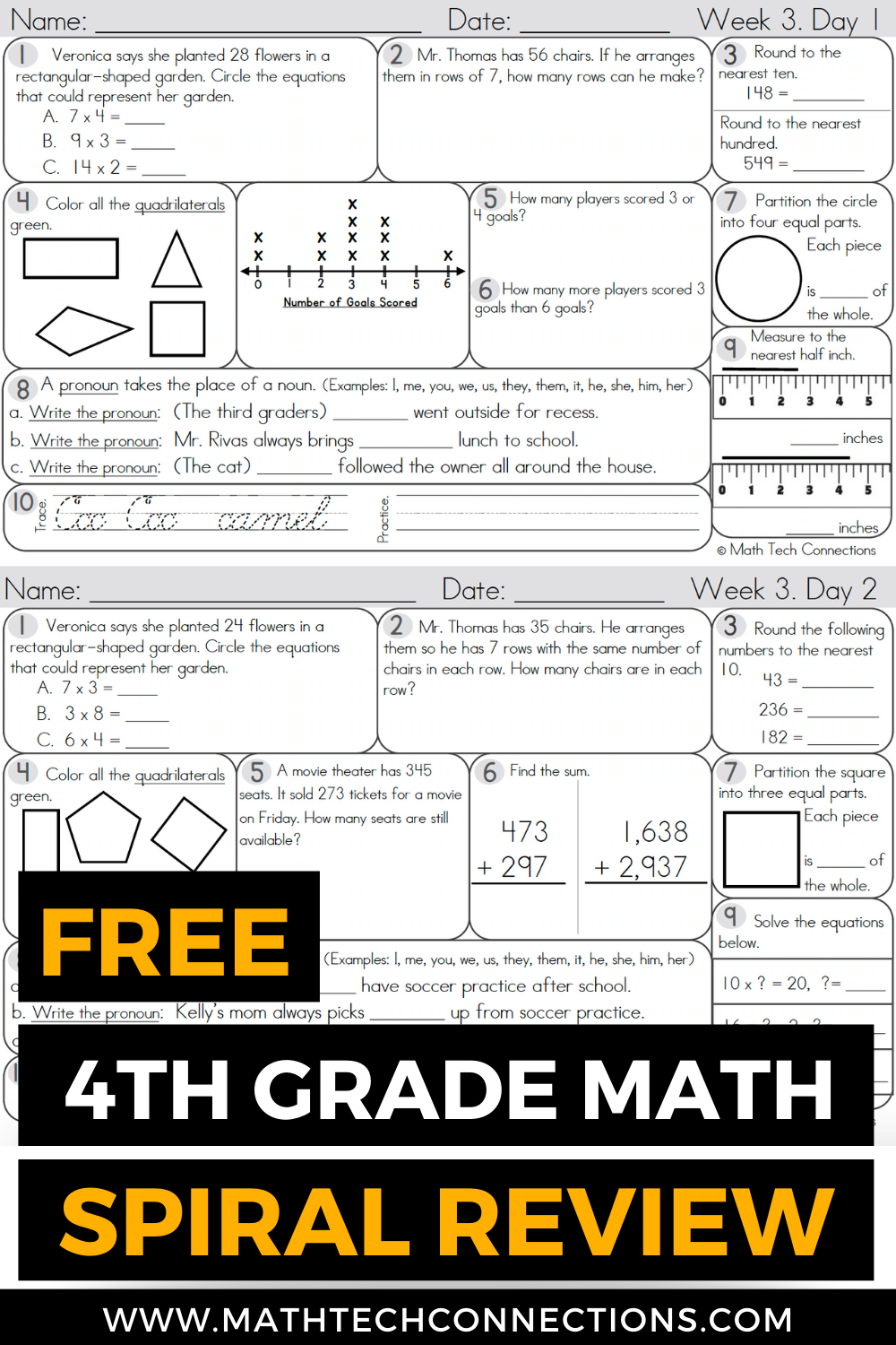 21 Math Worksheets For 4Th Grade Science